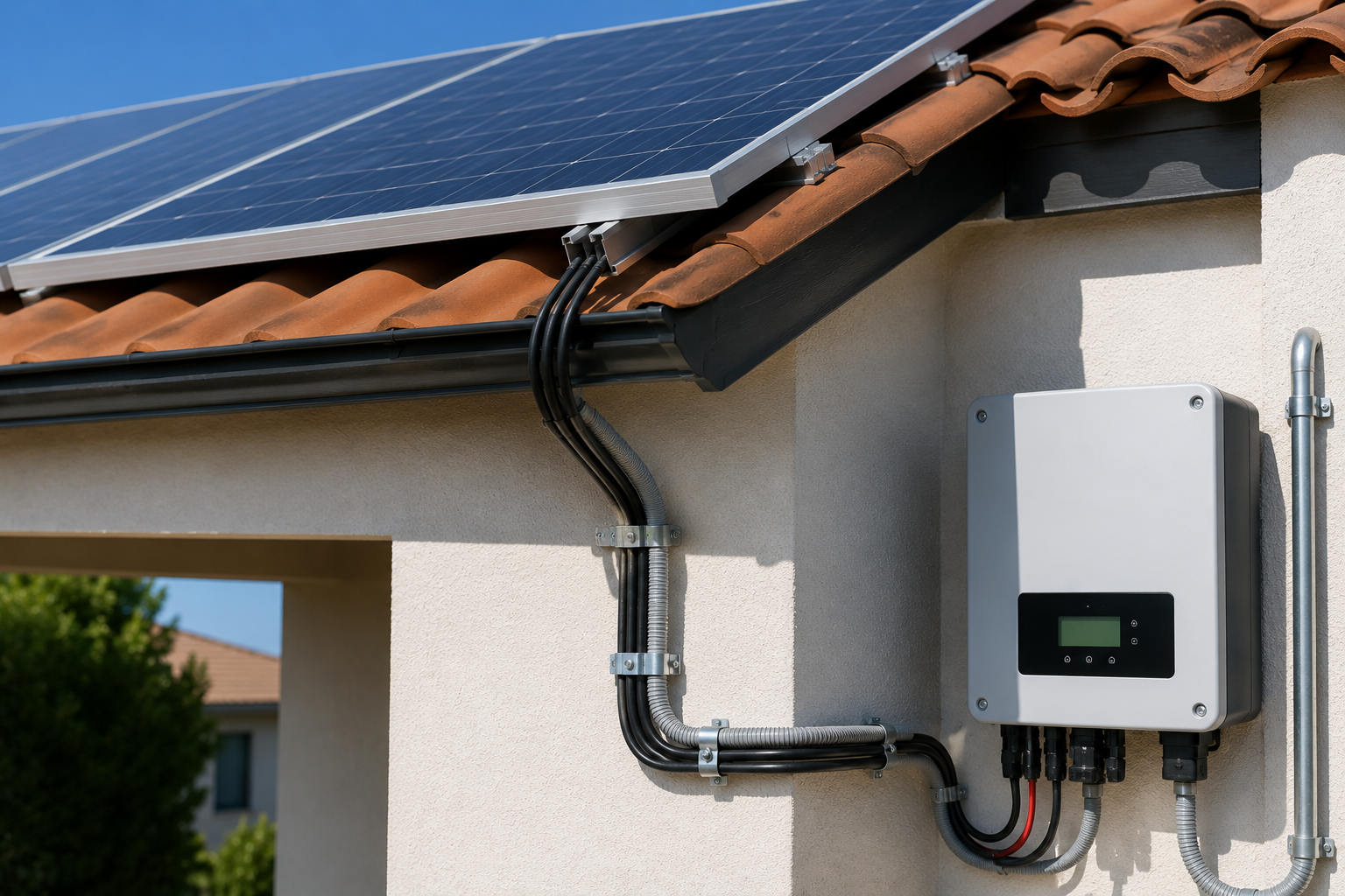 Come si portano i cavi dal tetto all’inverter?